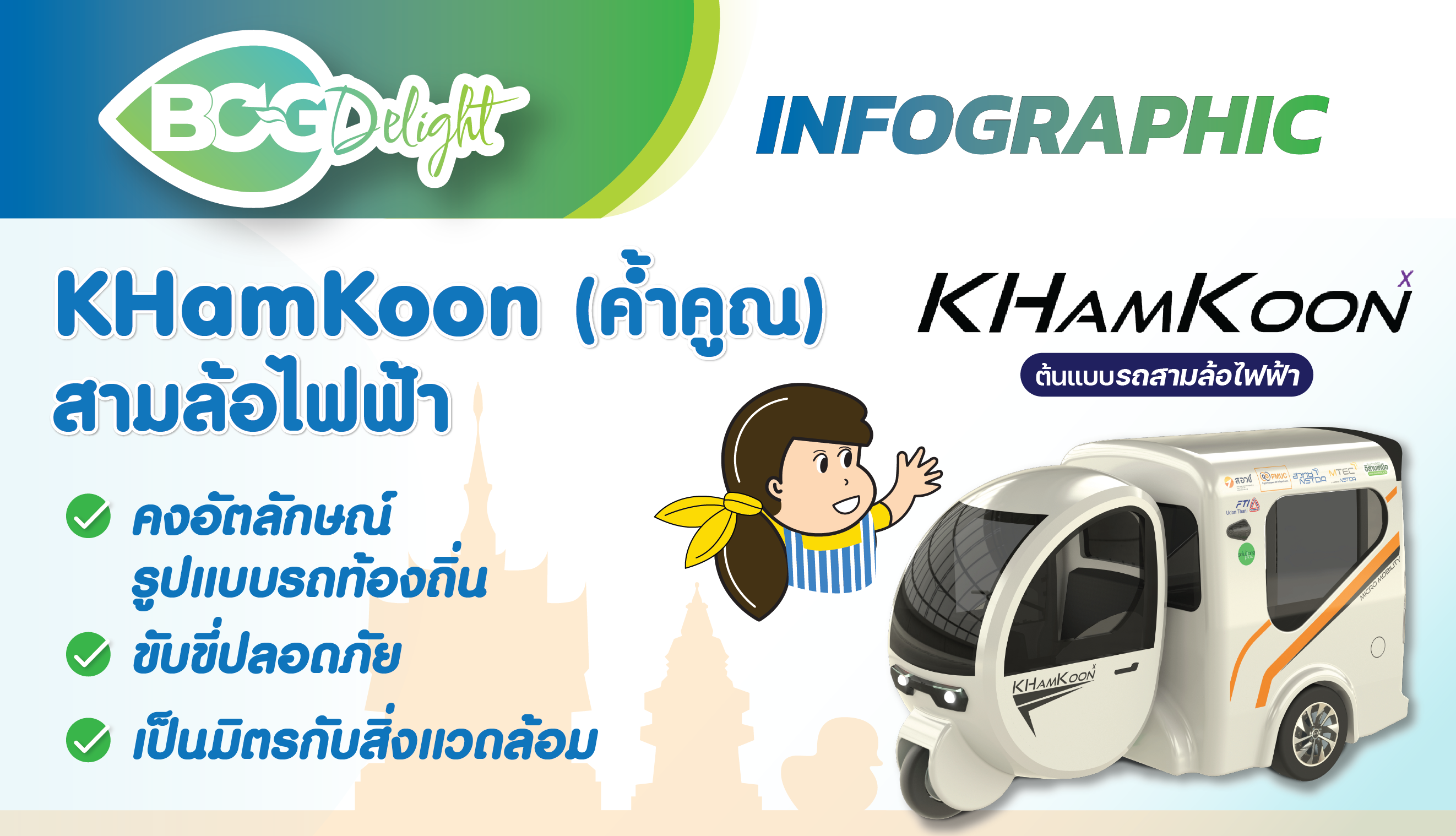 KHamKoon (ค้ำคูณ) สามล้อไฟฟ้า ขับขี่ปลอดภัย ห่วงใยโลกร้อน